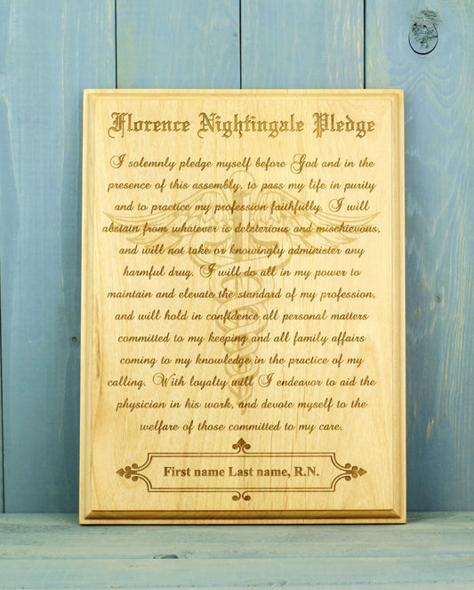 Florence Nightingale Pledge with Caduceus Plaque - Personalized