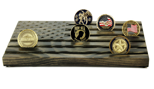 American Flag Challenge Coin Display - Personalized - Black