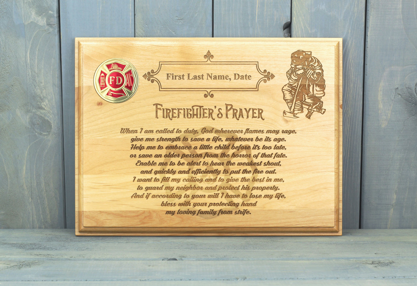 Firefighter's Prayer Engraved Plaque - Personalized - Horizontal