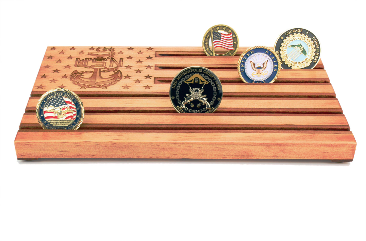 Navy Chief Petty Officer Challenge Coin Display - Personalized - Red