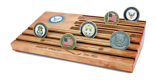 Navy Sailor's Creed Challenge Coin Display - Personalized - Red
