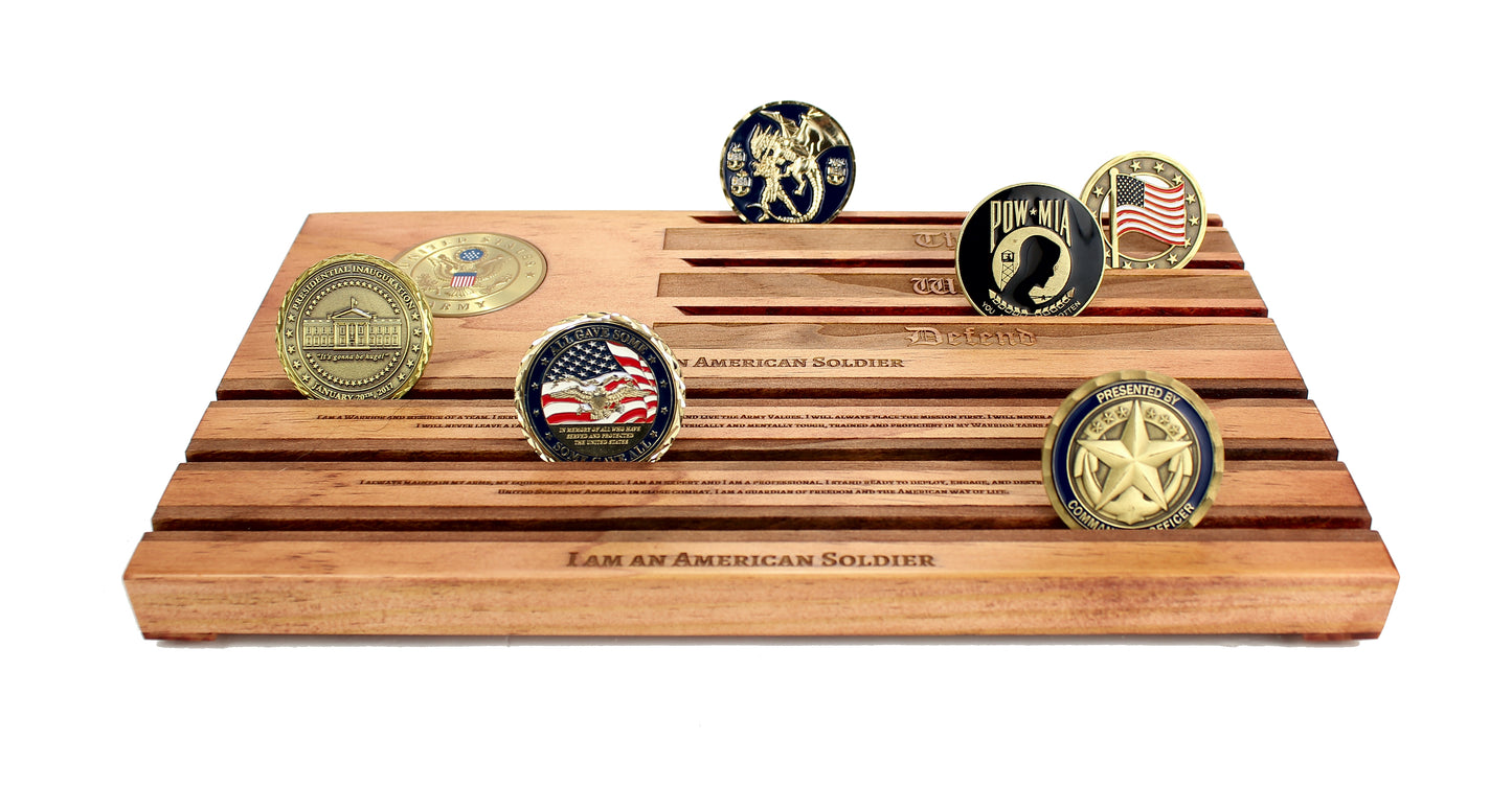 Army Soldier's Creed Challenge Coin Display - Personalized - Red