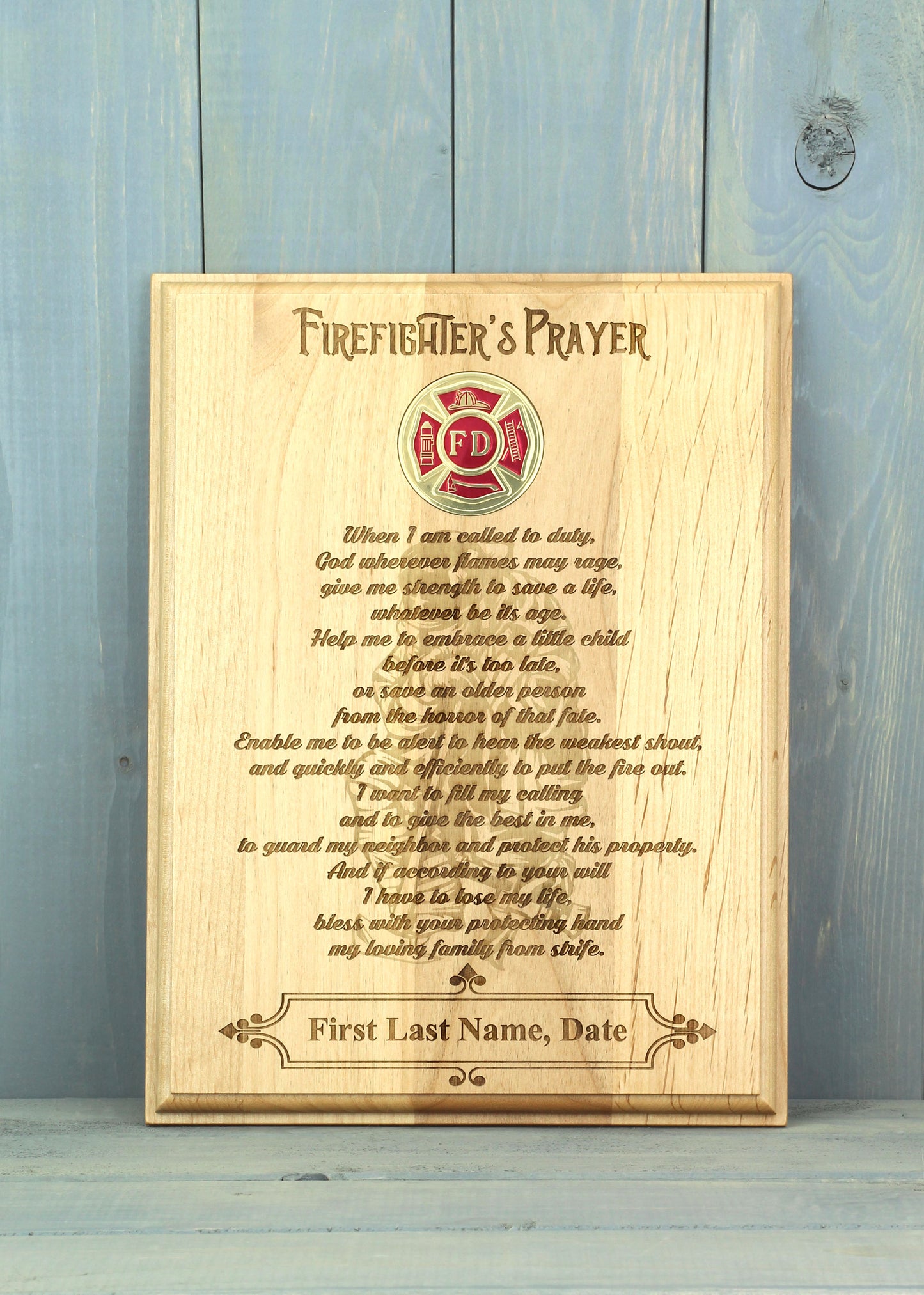 Firefighter's Prayer Engraved Plaque - Personalized - Vertical