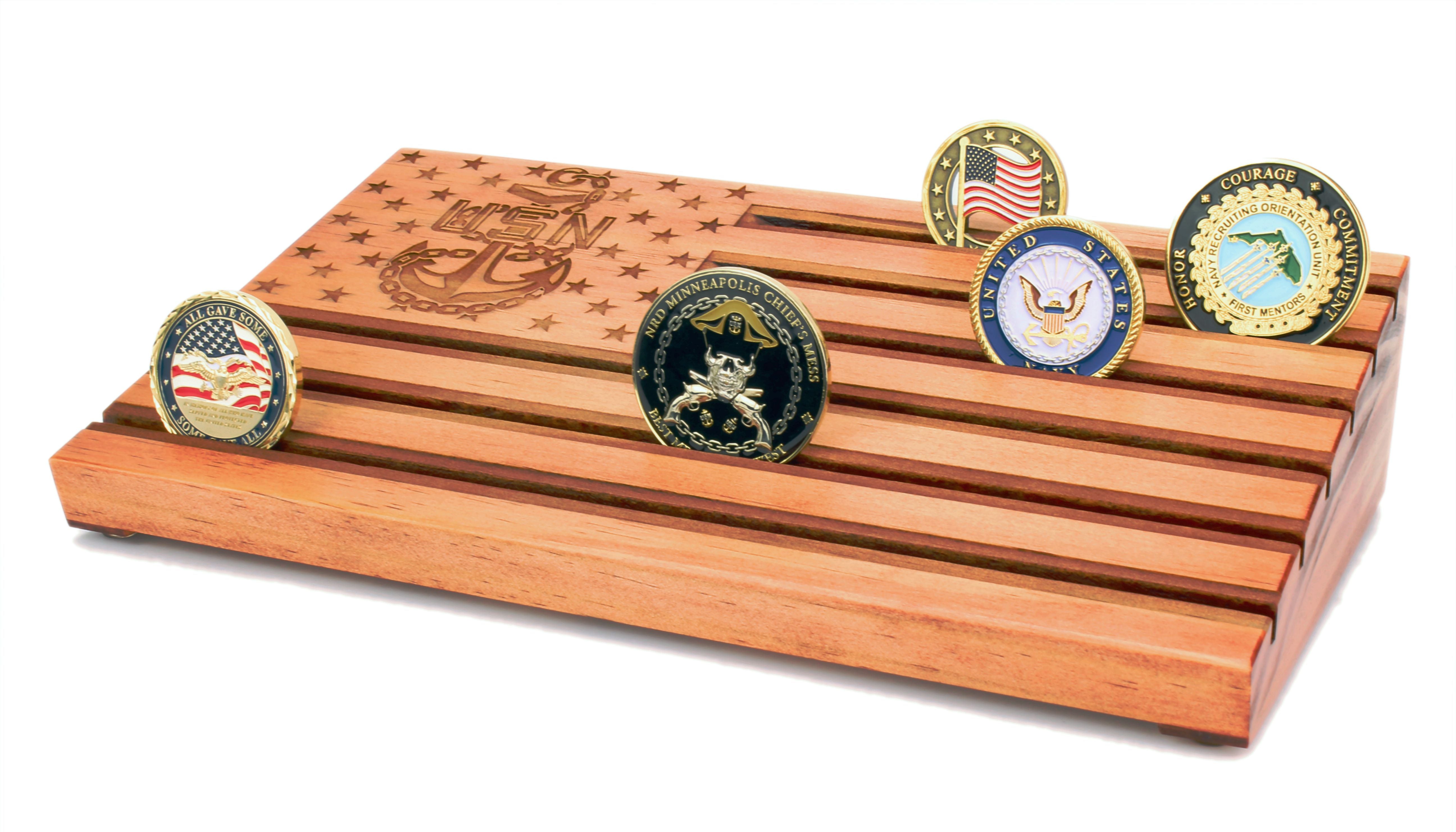 Navy Coin Display - Gray Petty Officer's Military Challenge Coin Display cheapest - Sailor's Creed - Customizable - Personalized