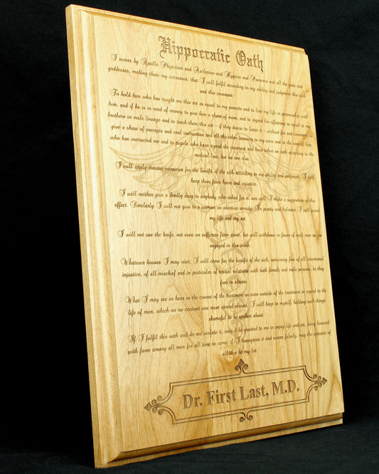 Hippocratic Oath with Caduceus Plaque - Personalized