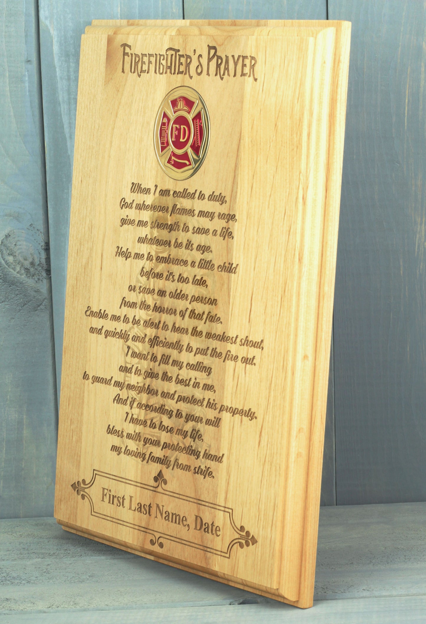 Firefighter's Prayer Engraved Plaque - Personalized - Vertical