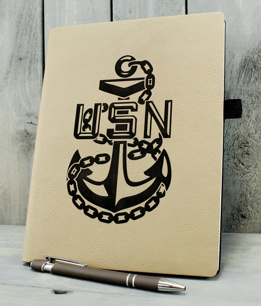 Chief Petty Officer Personalized Notebook with pen loop - Gray