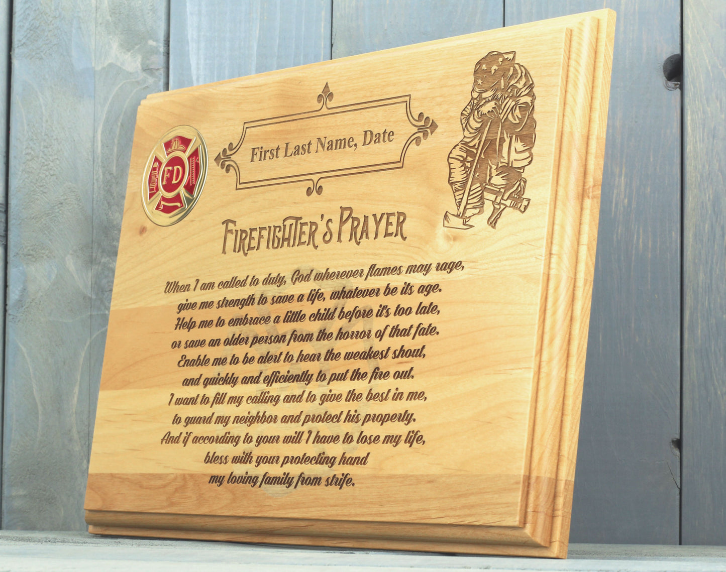 Firefighter's Prayer Engraved Plaque - Personalized - Horizontal