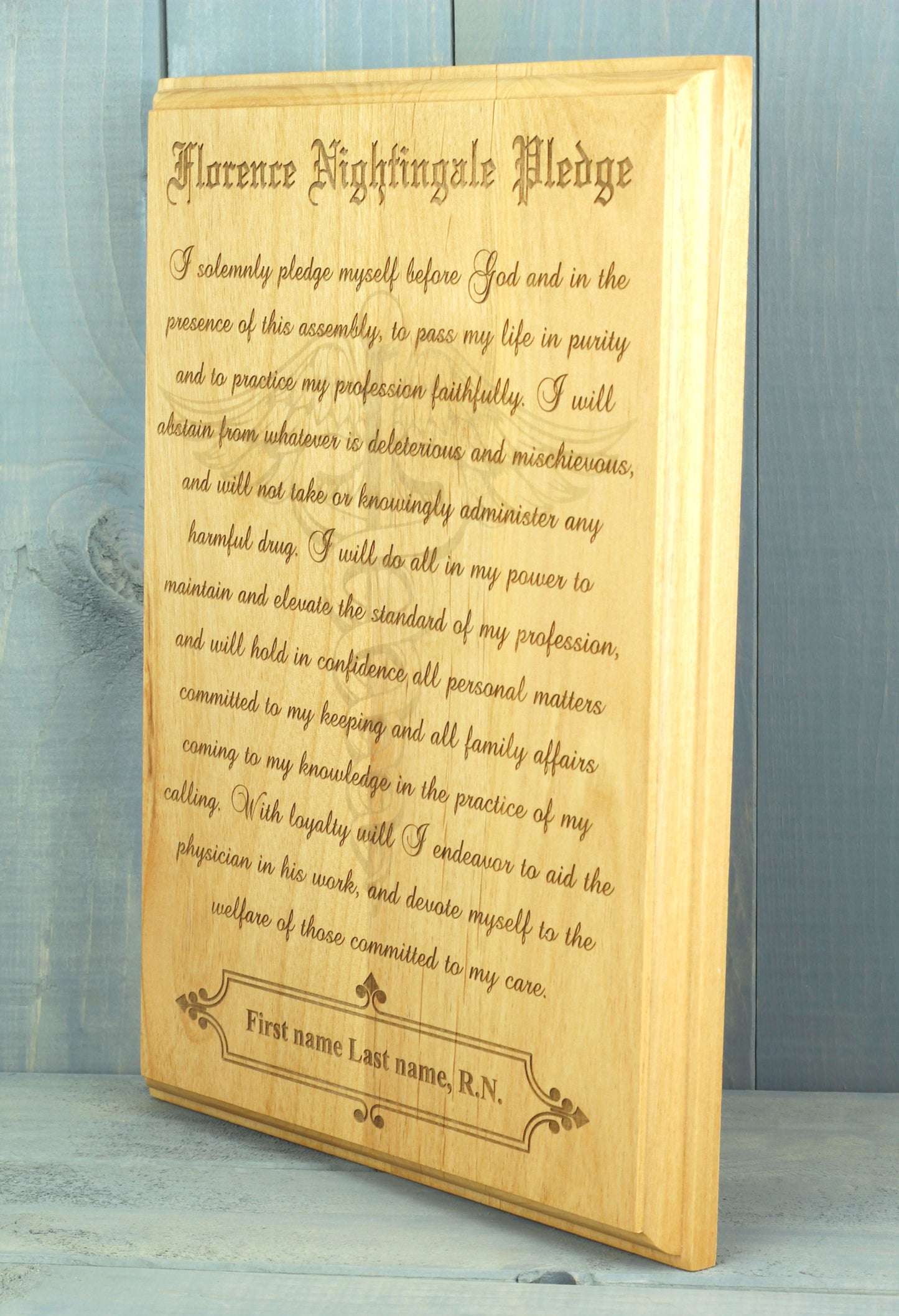 Florence Nightingale Pledge with Caduceus Plaque - Personalized