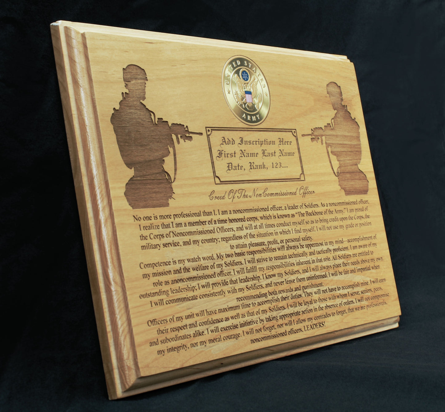 Army NCO Creed Plaque Personalized