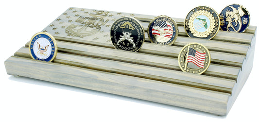 Navy Chief Petty Officer Challenge Coin Display - Personalized - Gray