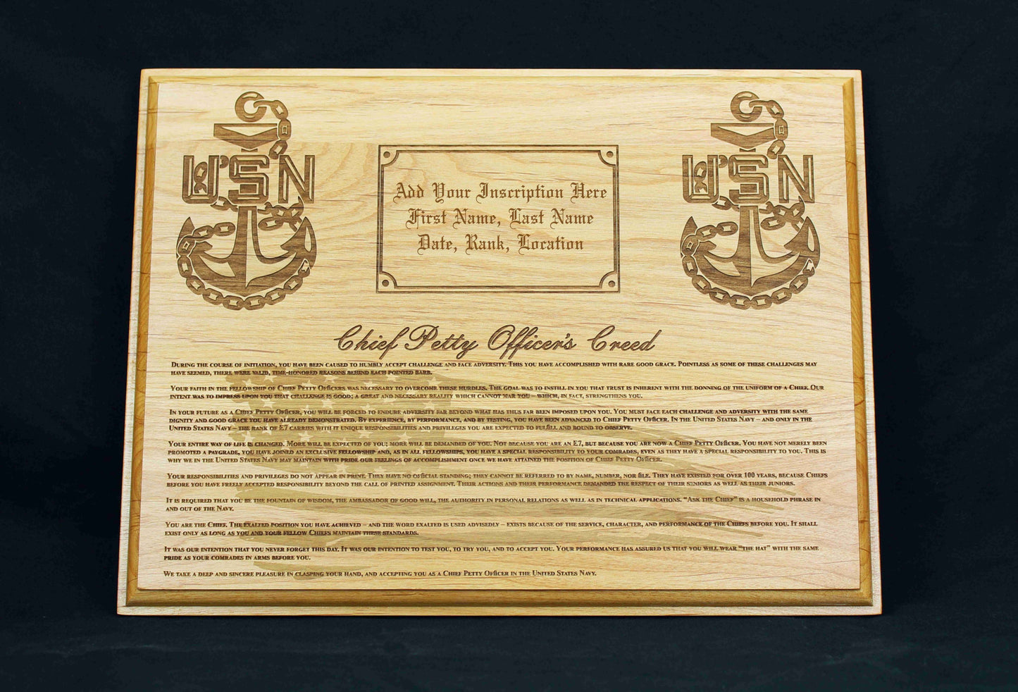 Personalized Navy Chief's Creed Plaque