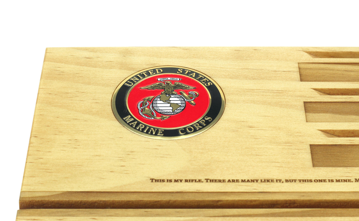 Marine Rifleman's Creed Challenge Coin Display - Personalized - Blonde