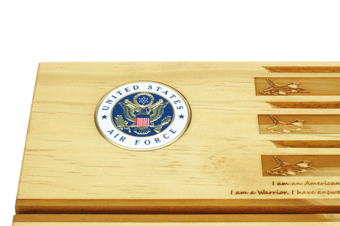Air Force Airmen's Creed Challenge Coin Display - Personalized - Blonde