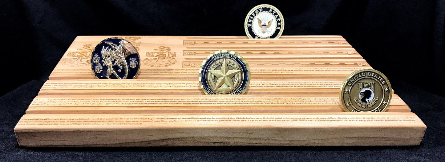 Chief Petty Officer's Creed Challenge Coin Display - Personalized - Blonde