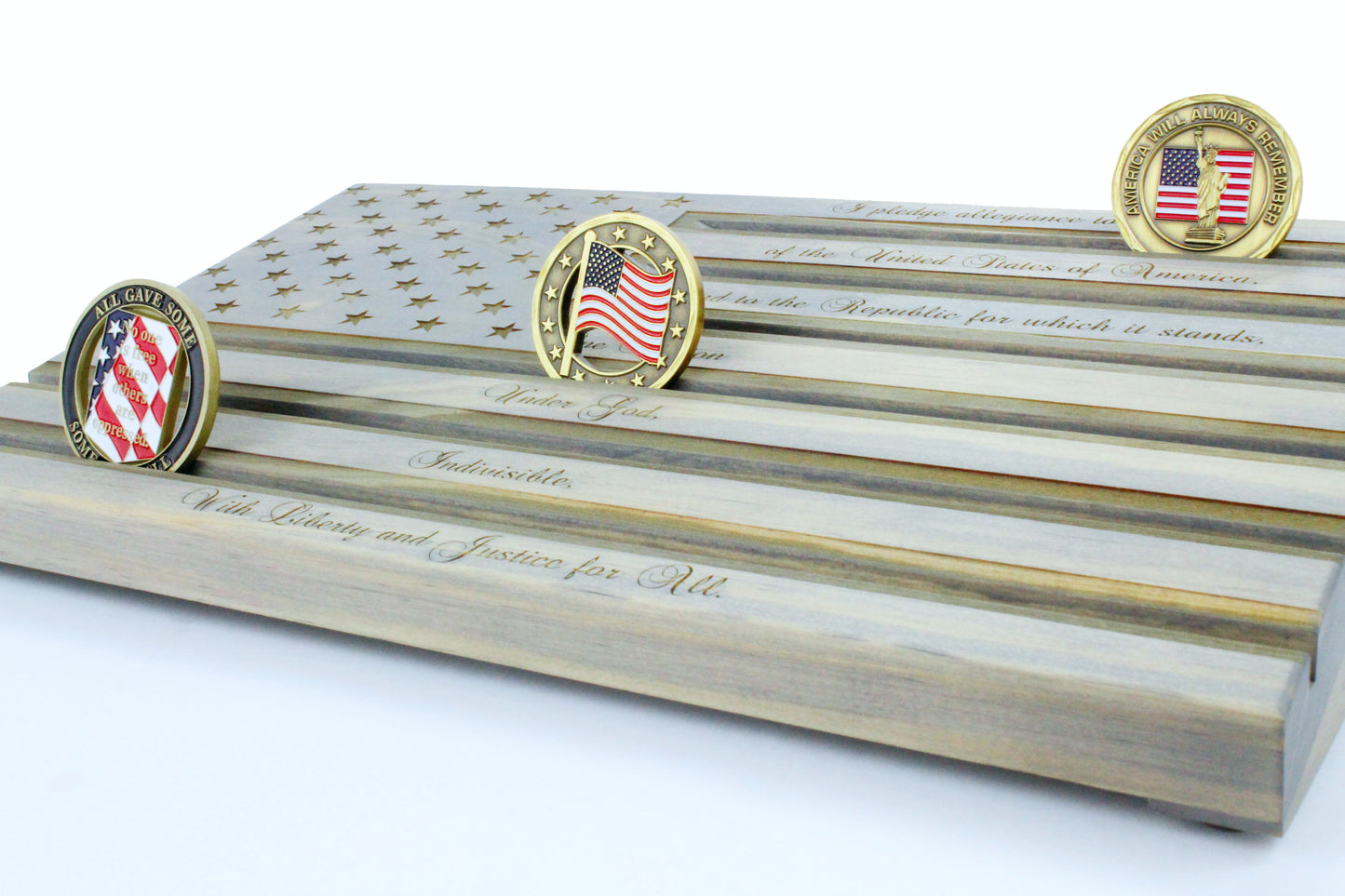 Pledge of Allegiance Challenge Coin Display - Personalized - Gray