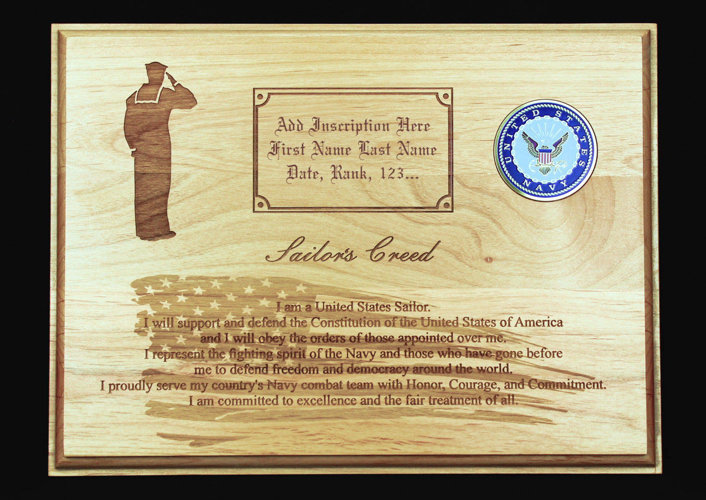 Personalized Navy Sailor's Creed Plaque