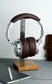 Mahogany Base and Metal Headphone Stand