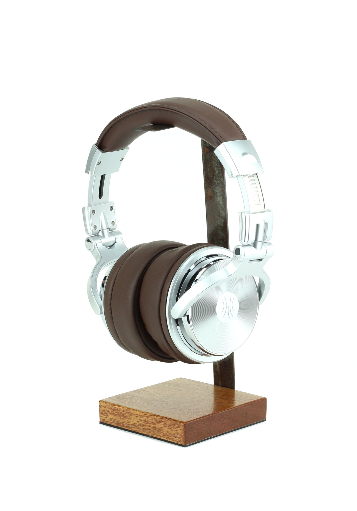 Mahogany Base and Metal Headphone Stand