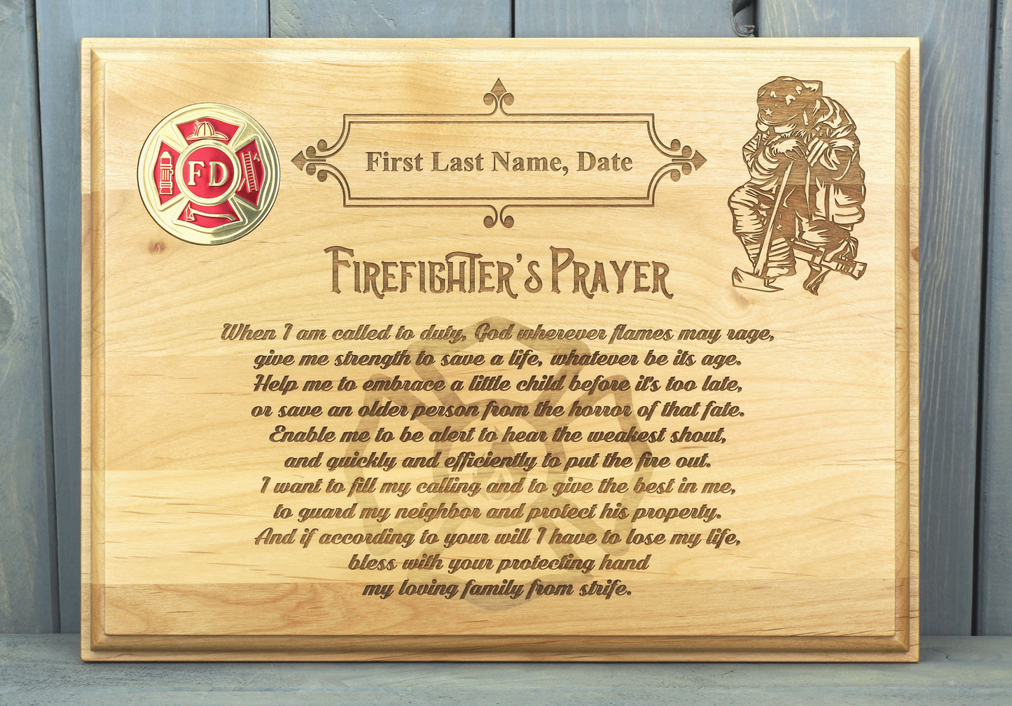 Firefighter's Prayer Engraved Plaque - Personalized - Horizontal