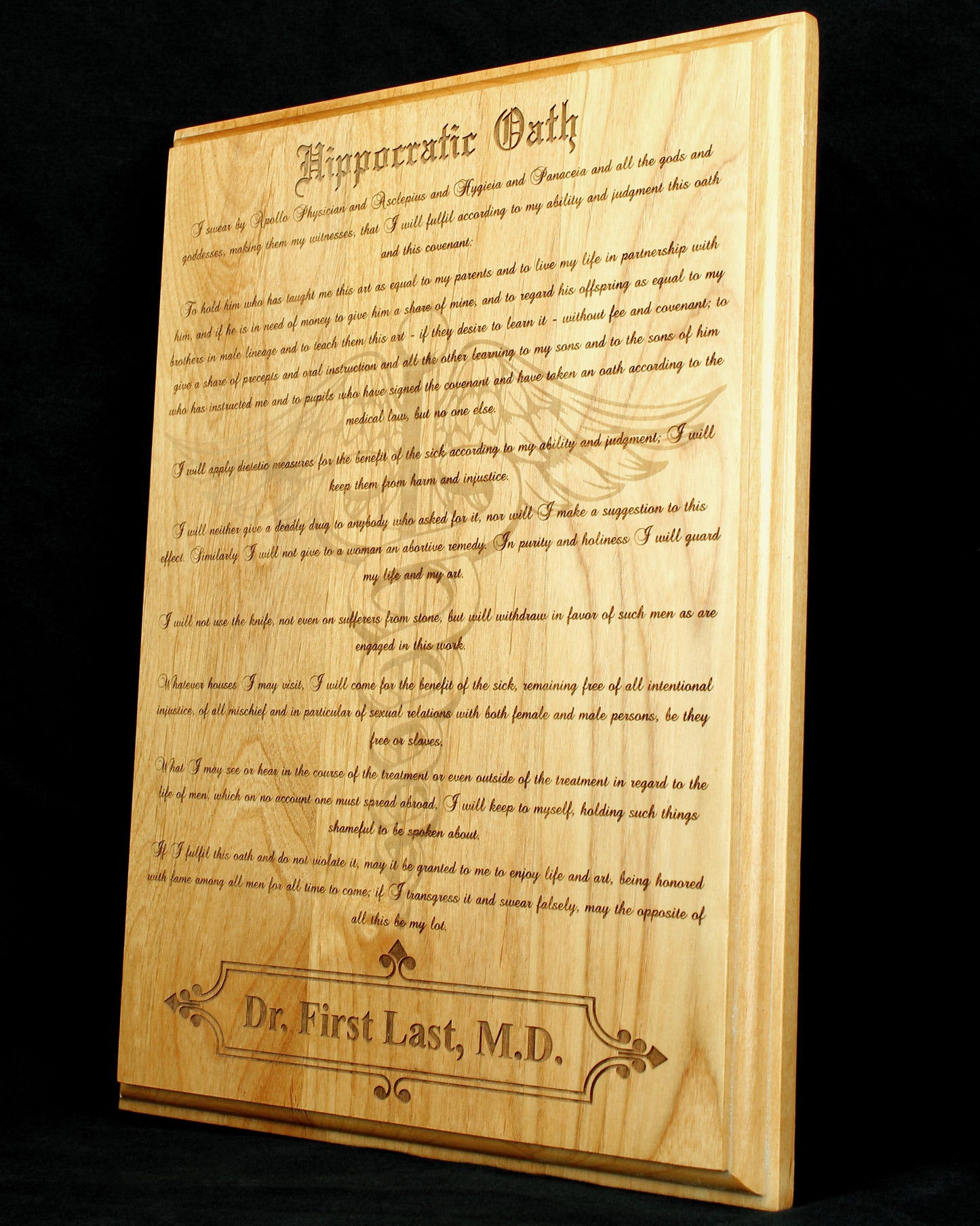 Hippocratic Oath with Caduceus Plaque - Personalized