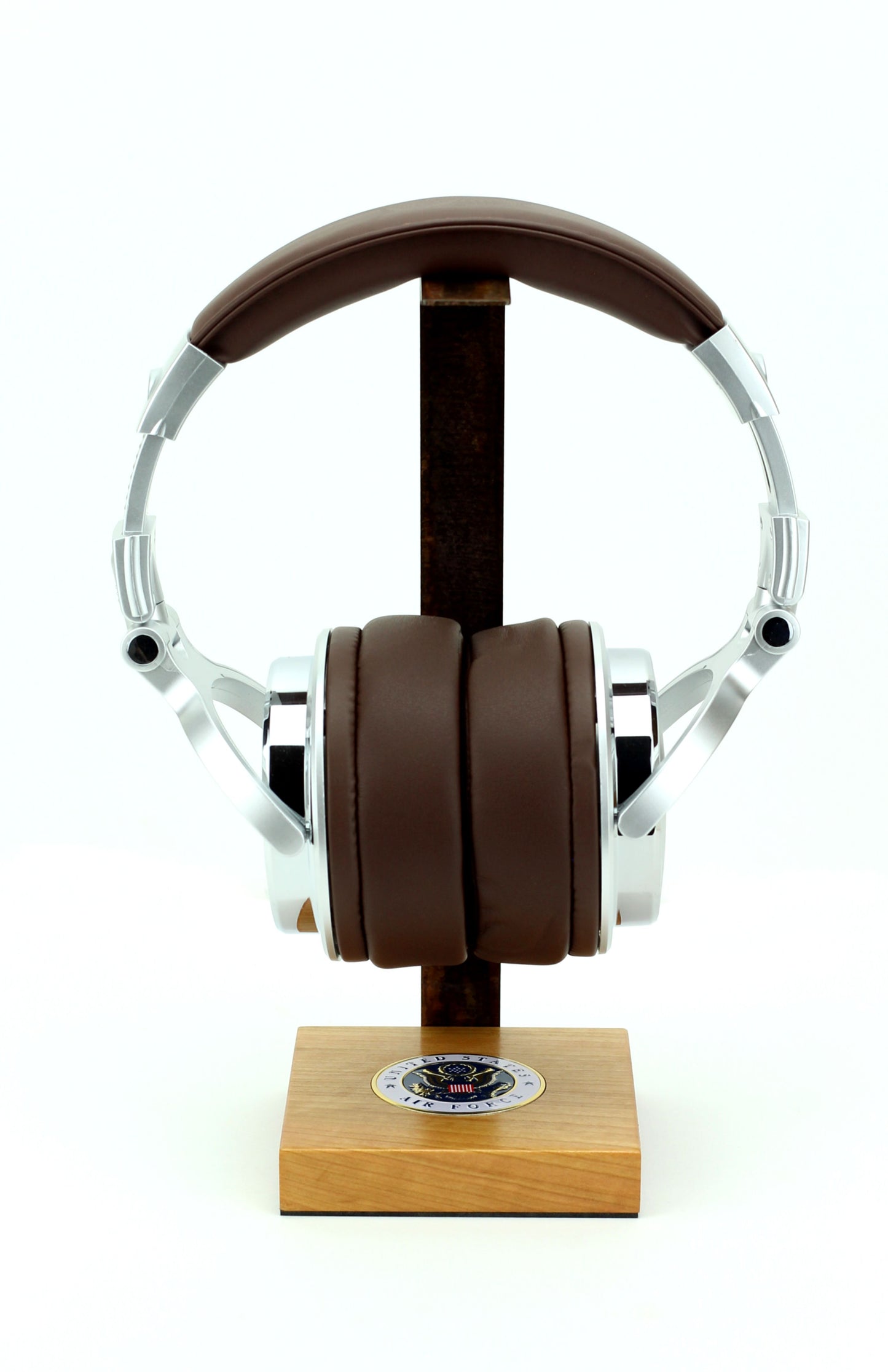 Air Force Cherry Wood Base and Metal Headphone Stand