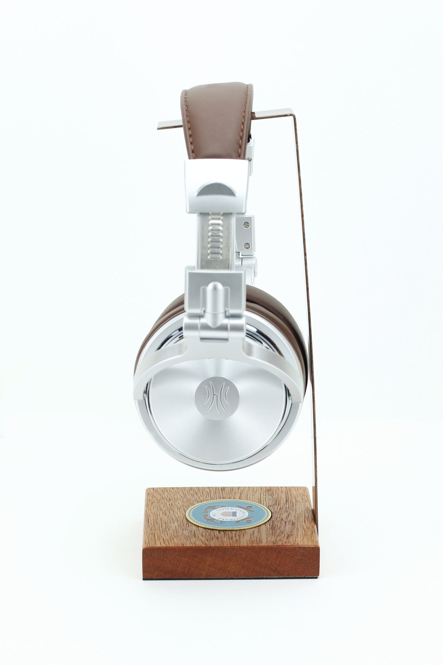 Coast Guard Mahogany Base and Metal Headphone Stand