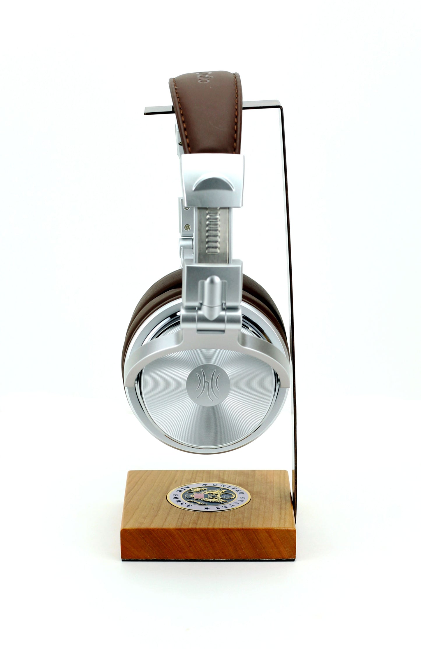 Air Force Cherry Wood Base and Metal Headphone Stand