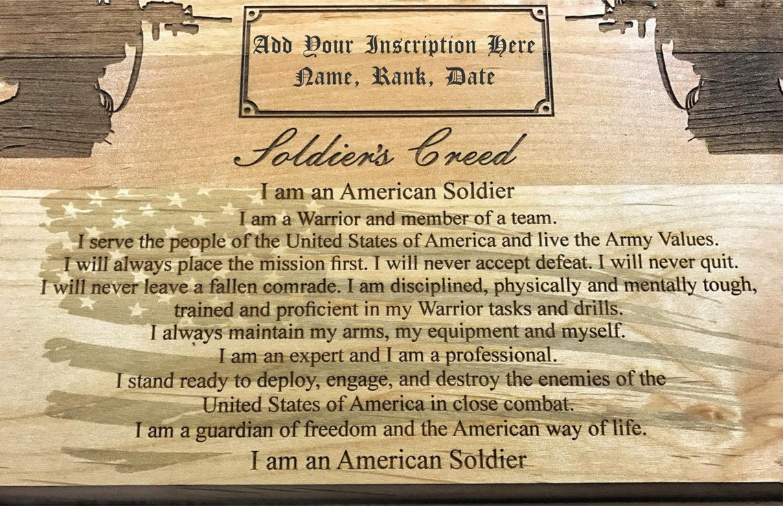 Personalized Army Soldier's Creed Plaque