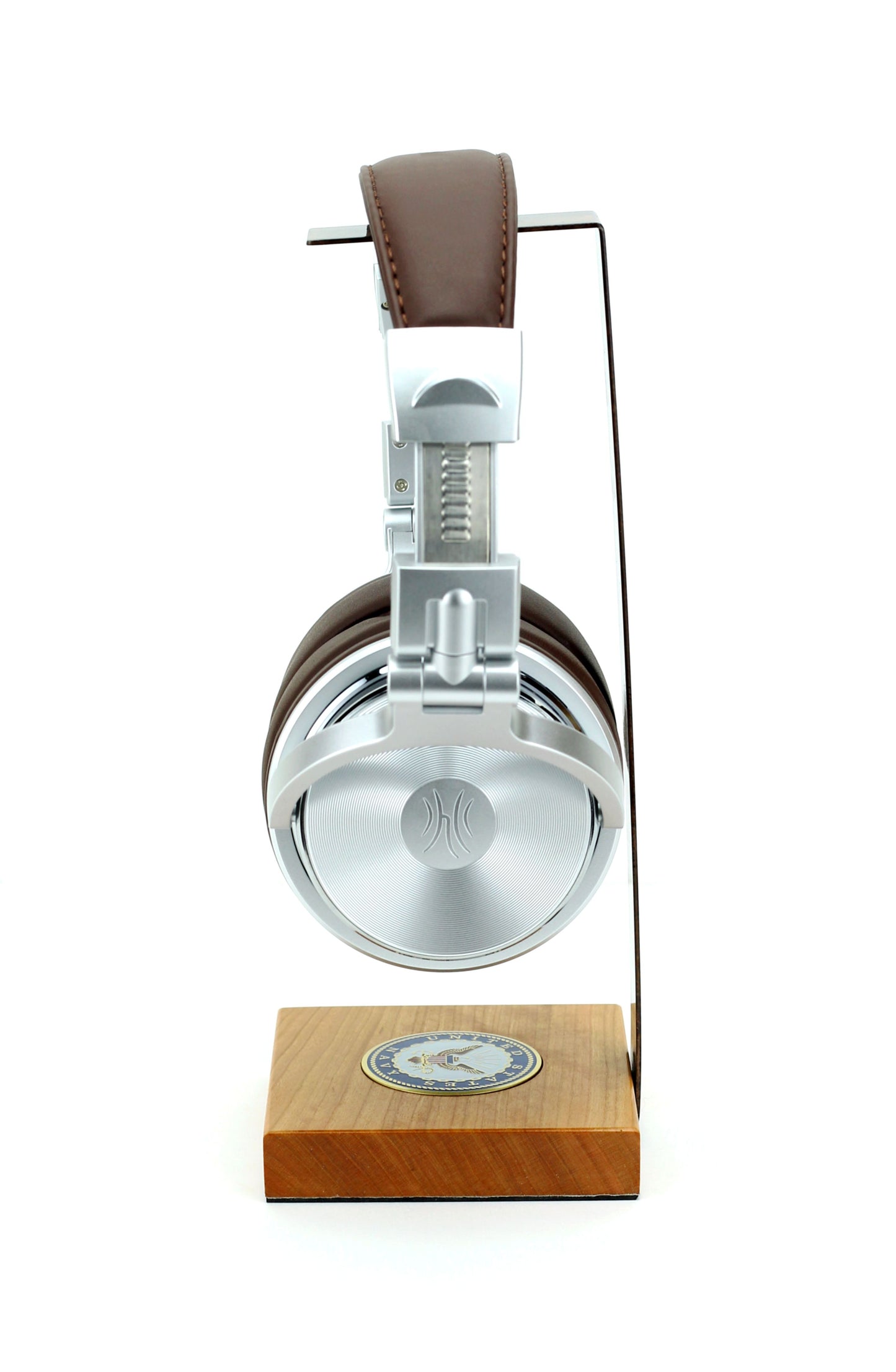 Navy Cherry Wood Base and Metal Headphone Stand