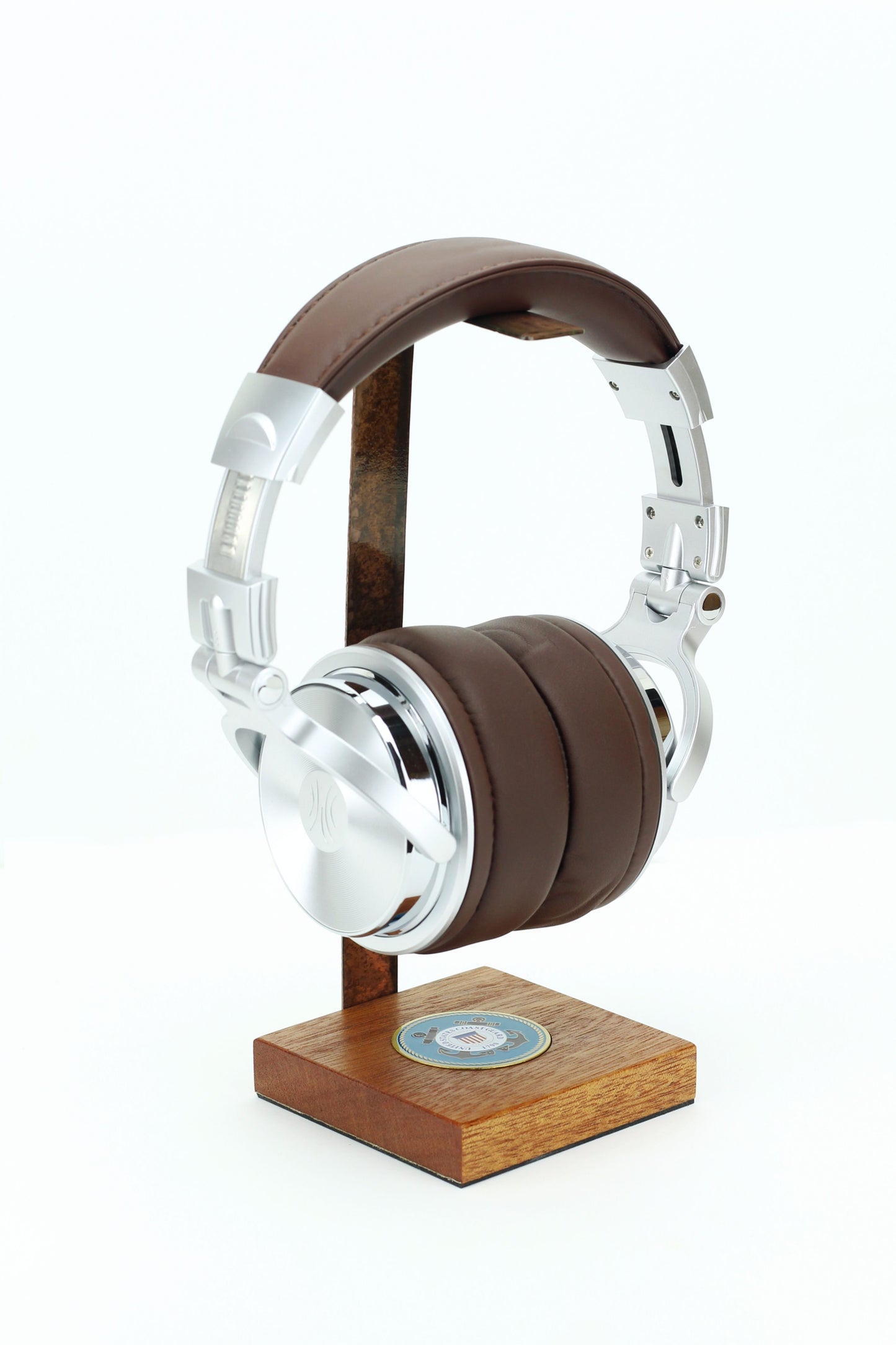 Coast Guard Mahogany Base and Metal Headphone Stand