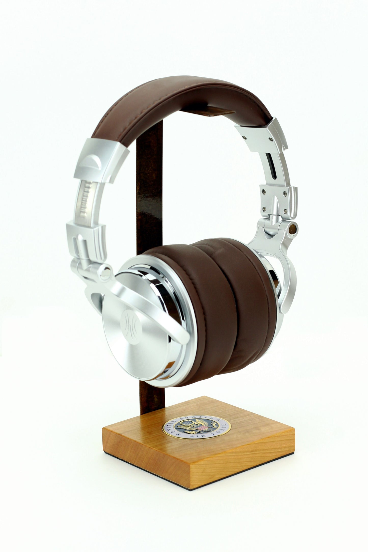 Air Force Cherry Wood Base and Metal Headphone Stand