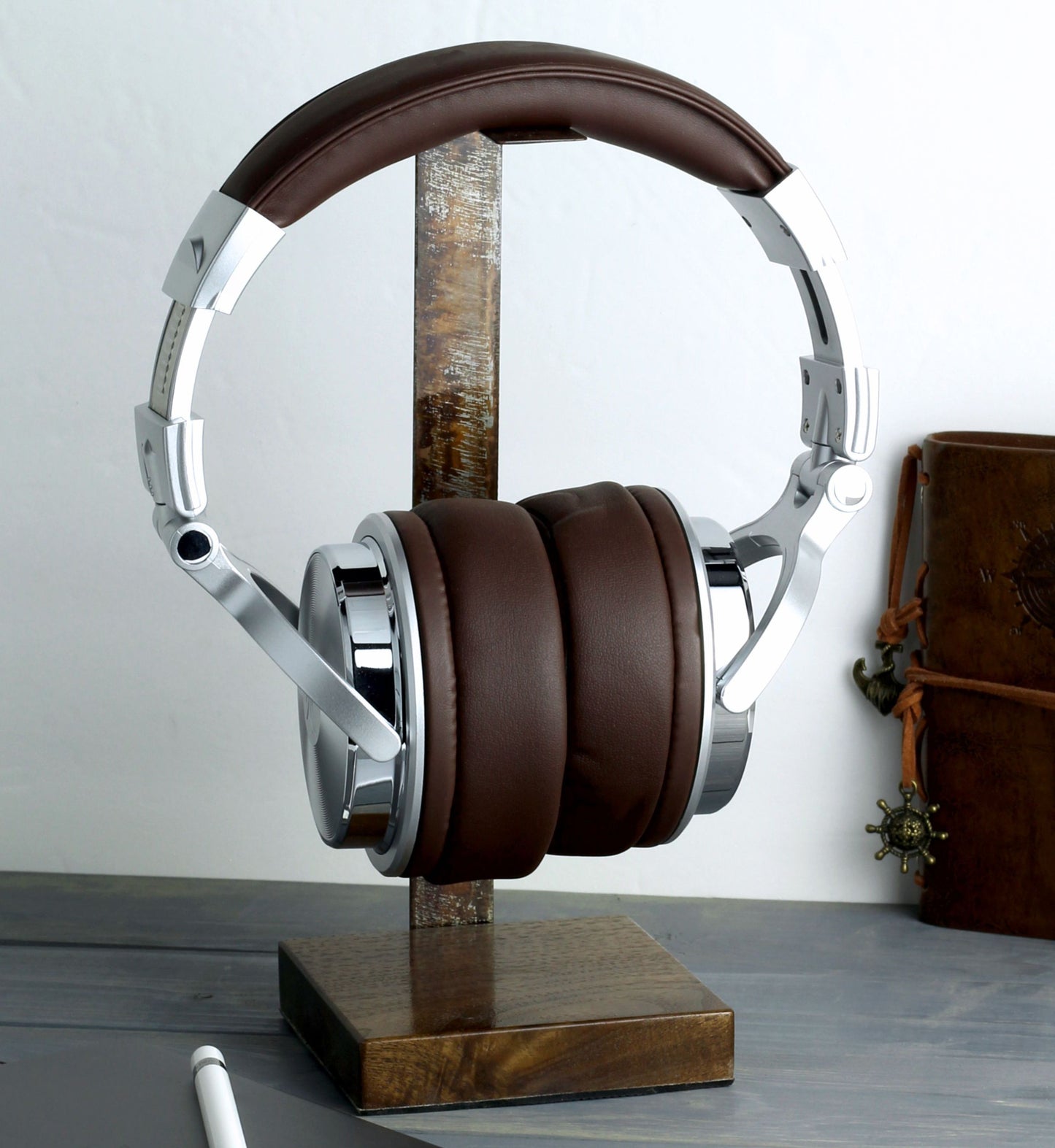 Walnut Base and Metal Headphone Stand